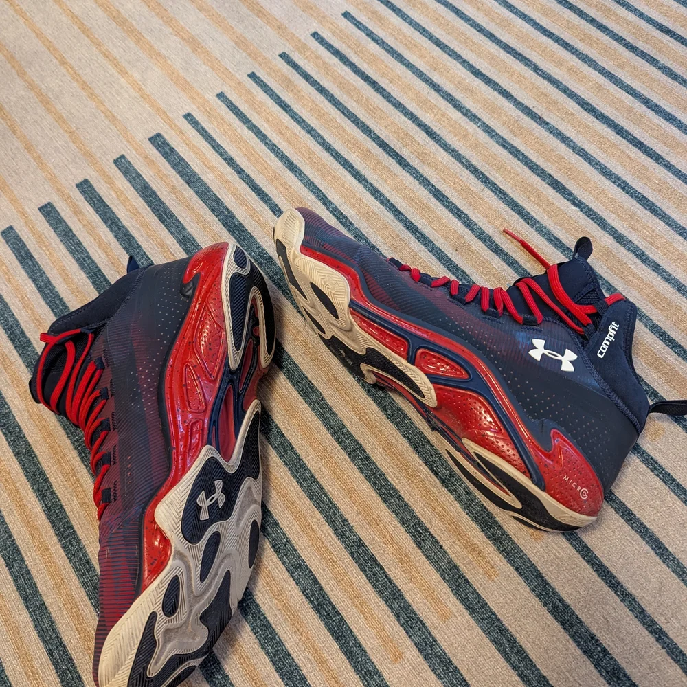 Under Armour Men's Navy and Red High-Top Sneakers - Picture 10 of 10